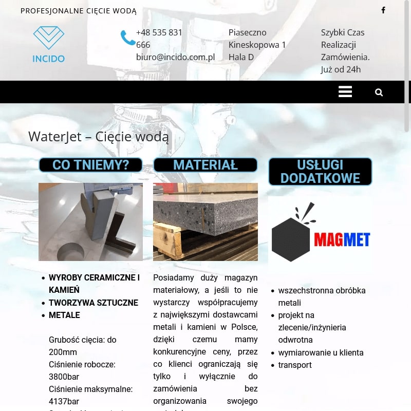 Cięcie wodą nadarzyn w Pruszkowie